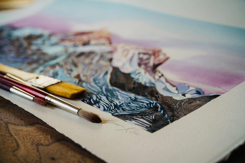 everest watercolor painting