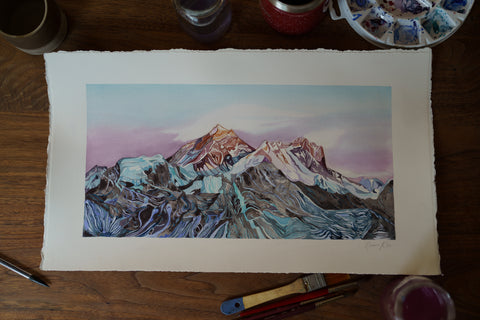 everest watercolor painting